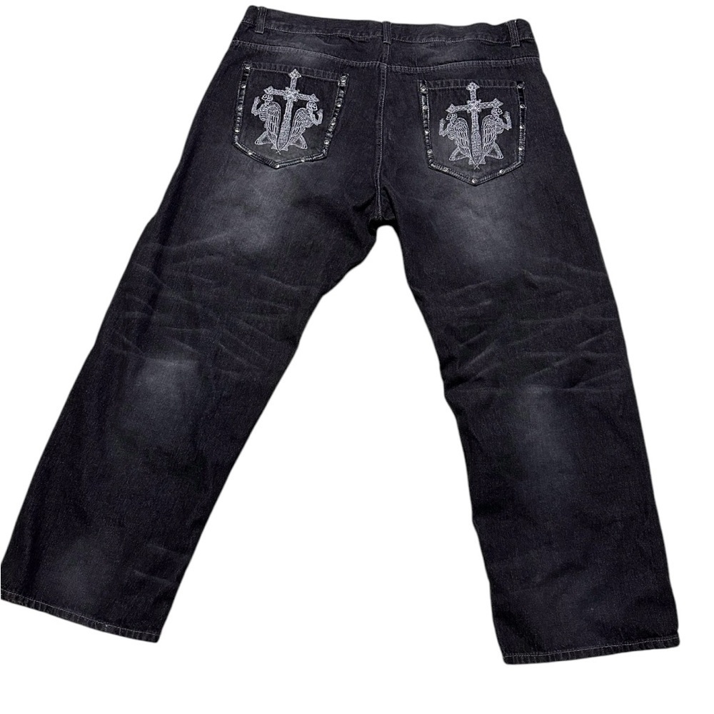 vintage y2k avirex embroidered black faded baggy size 46X34